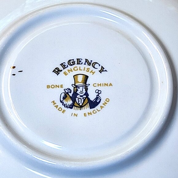 Vintage Regency English Bone China Saucers, Yellow Magnolia Gold Trim, Set of 3 - Picture 8 of 10